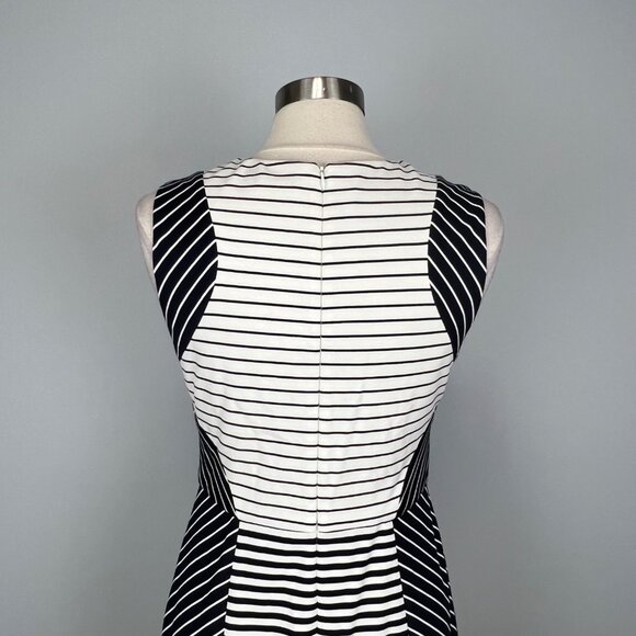 Shoshanna Womens Striped Ruffle Hem Sleeveless Dress Blue White size 8 - Picture 8 of 14